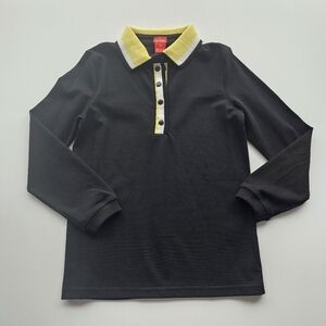 Lulu Boys Black & yellow Colorblock longsleeve Polo Top - Size 7/8 years